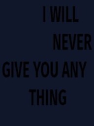 I Will Never Give You Any Thing