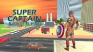 Superhero Captain Robot Flying Newyork City War
